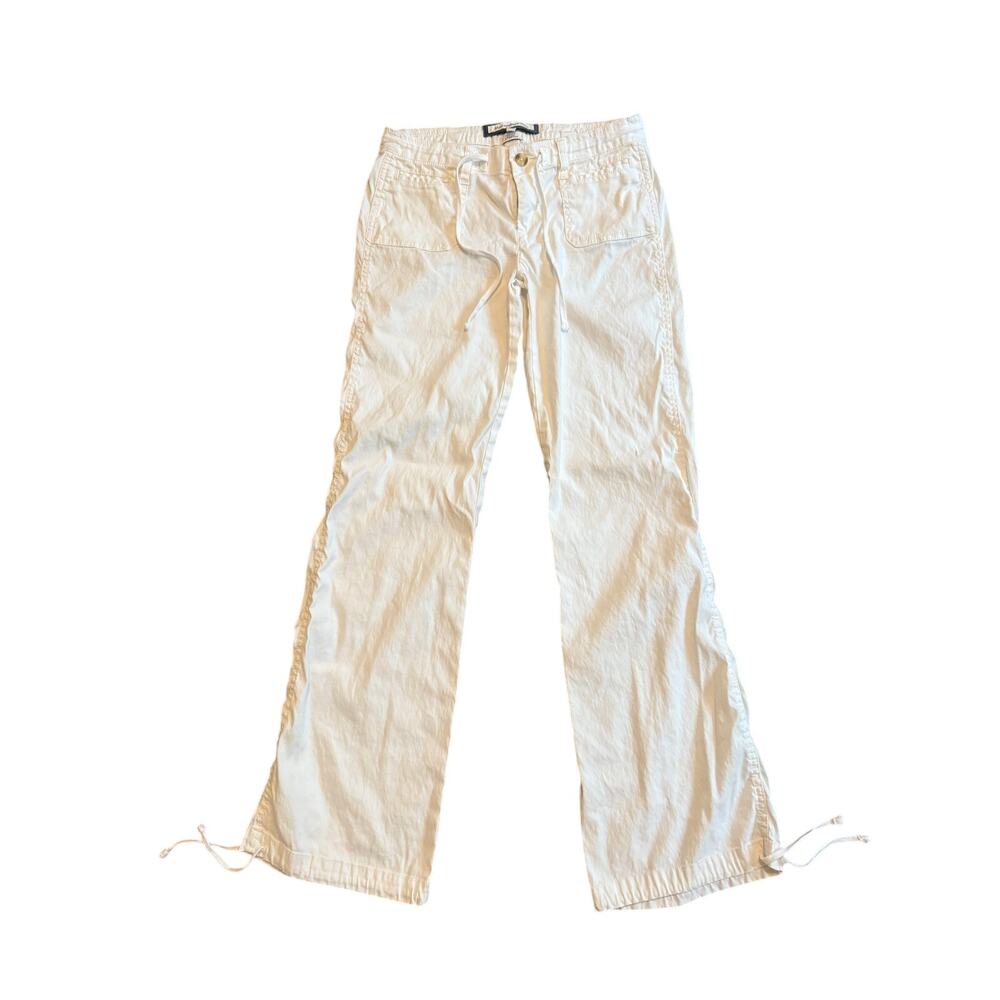 New Vintage Y2K Abercrombie Low Rise White Flair Bottom Cargo Pants 4